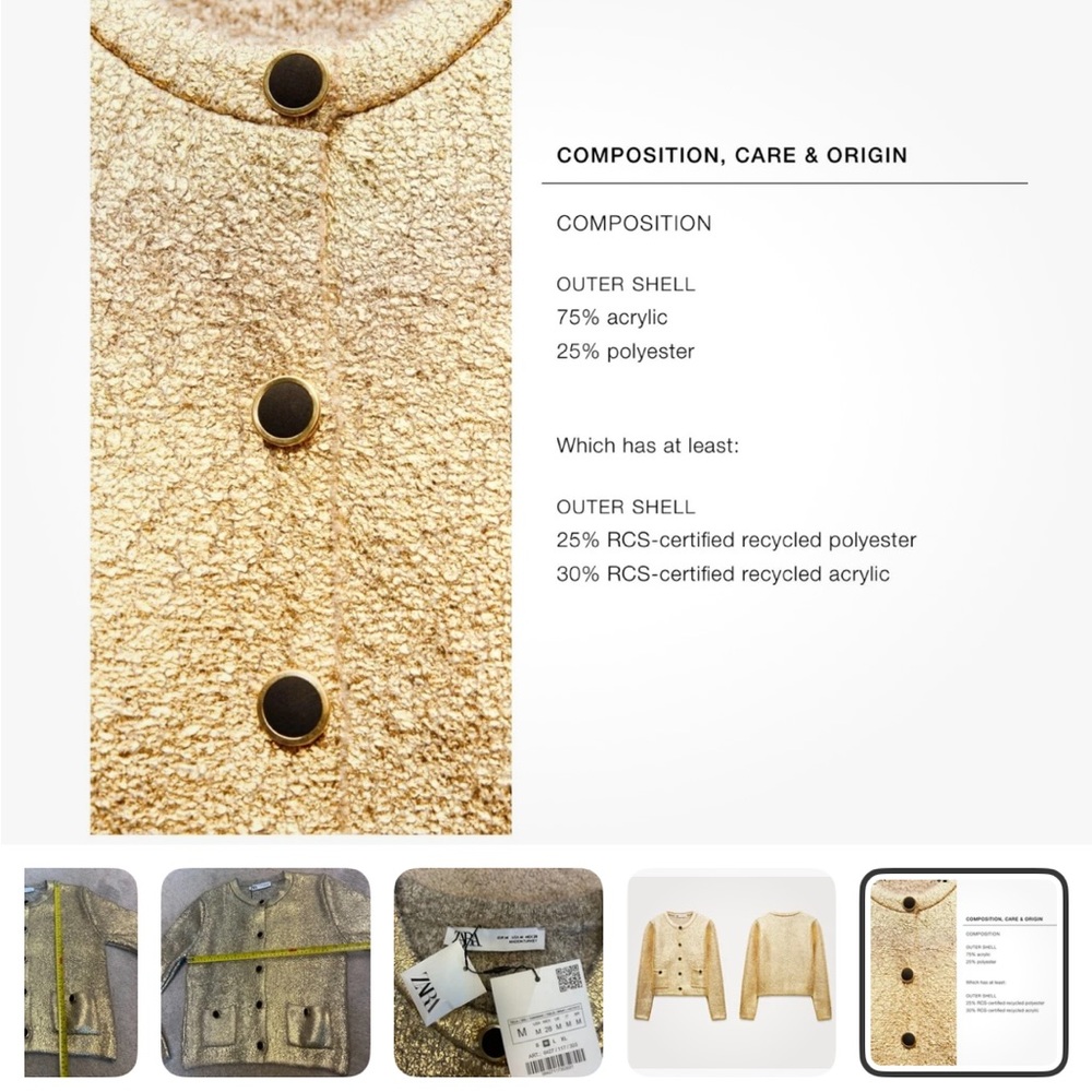 Zara Gold foil Button-Up sweater - Picture 8 of 9